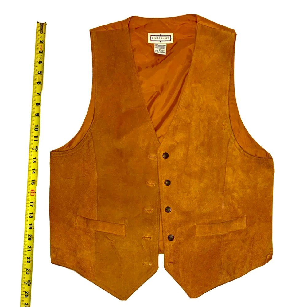 Mixed Blues Vest Size Large Leather U.S.A made vintage
